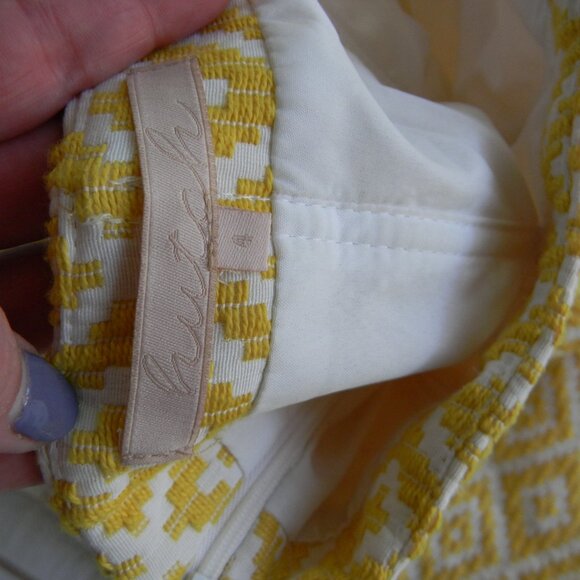 Anthropologie Hutch YELLOW/WHITE PATTERNED STRAPLESS 90'S Y2K DRESS SZ 4 - Picture 3 of 3
